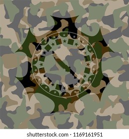 combat knife icon on camouflaged texture