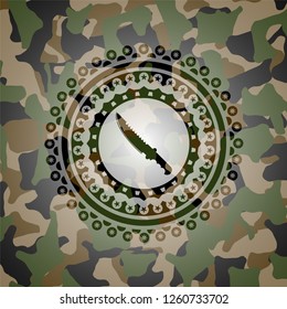 combat knife icon on camouflaged pattern