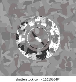 combat knife icon on grey camo texture