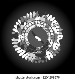combat knife icon on grey camouflaged pattern