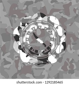 combat knife icon on grey camo texture