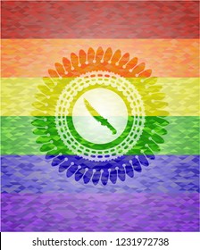 combat knife icon on mosaic background with the colors of the LGBT flag