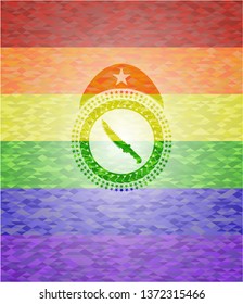combat knife icon on mosaic background with the colors of the LGBT flag