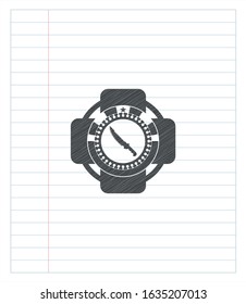 combat knife icon with pencil strokes. Vector Illustration. Detailed.