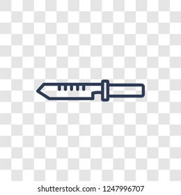combat knife icon. Trendy linear combat knife logo concept on transparent background from army and war collection