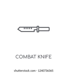 combat knife linear icon. Modern outline combat knife logo concept on white background from army and war collection. Suitable for use on web apps, mobile apps and print media.
