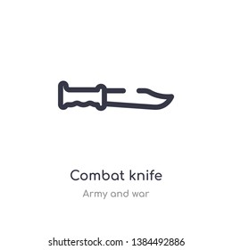 combat knife outline icon. isolated line vector illustration from army and war collection. editable thin stroke combat knife icon on white background