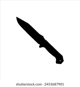 Icono de silueta de cuchillo de combate Ilustración vectorial aislada sobre fondo blanco