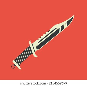 Combat knife. Special tactical knife. Melee symbol. Vector illustration.