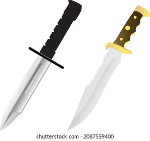combat knives set color vector illustration isolated