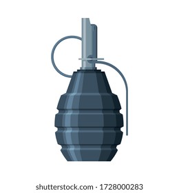 Combat Lemon Shaped Hand Grenade, Vintage Military Army Weapon Flat Vector Illustration