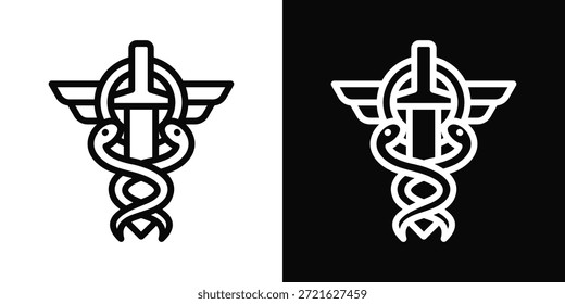 Combat Medic Icon Estilo De Fondo Blanco Y Negro