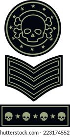 combat, military chevron with skull