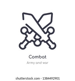 combat outline icon. isolated line vector illustration from army and war collection. editable thin stroke combat icon on white background