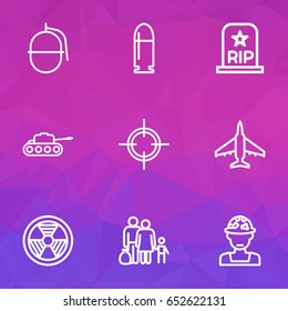 Combat Outline Icons Set. Collection Of Fugitive, Rip, Officer And Other Elements. Also Includes Symbols Such As Sniper, People, Officer.