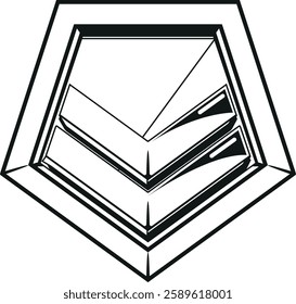Combat rank black-and-white vector illustration