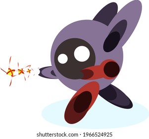 combat robot icon with simple vector image