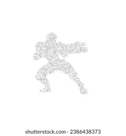 The combat robot symbol filled with black dots. Pointillism style. Vector illustration on white background