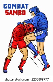 Combat sambo, a fight between two fighters, a knee strike