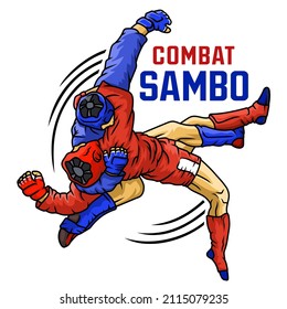 Combat sambo throw vector drawing
