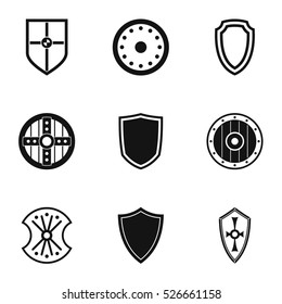 Combat shield icons set. Simple illustration of 9 combat shield vector icons for web