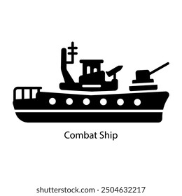 Combat ship icon designed in glyph style 