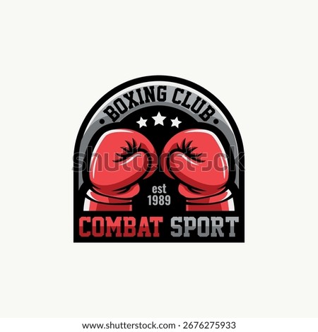 Combat Sport Boxing Logo with red boxing gloves