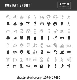 Combat Sport. Collection of perfectly simple monochrome icons for web design, app, and the most modern projects. Universal pack of classical signs for category Sport.