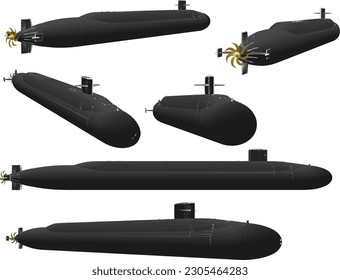 Dibujo vectorial de ilustración de dibujos animados submarinos de combate