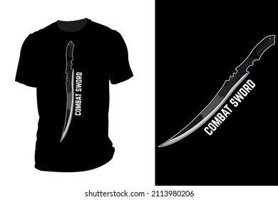 Combat sword vector t shirt mockup retro vintage