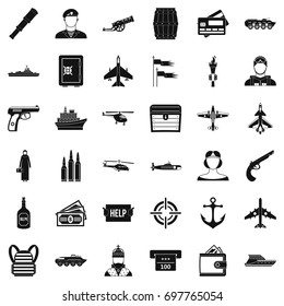 Combat tank icons set. Simple style of 36 combat tank vector icons for web isolated on white background