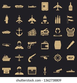 Combat target icons set. Simple style of 36 combat target vector icons for web for any design