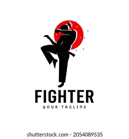 combat technique silhouette vector illustration. Modern and simple logo for karate, judo and martial arts icon