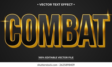 Combater efeito de texto efeito de texto editável estilo preto e dourado