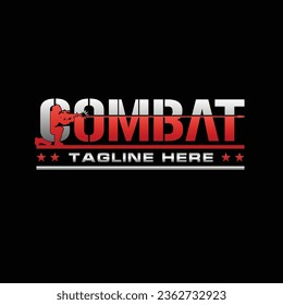 combat text with soldier silhouette simple flat design
