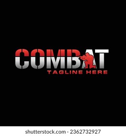 texto de combate con silueta de soldado diseño plano simple