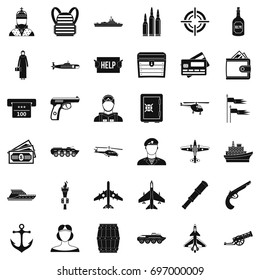 Combat vehicle icons set. Simple style of 36 combat vehicle vector icons for web isolated on white background