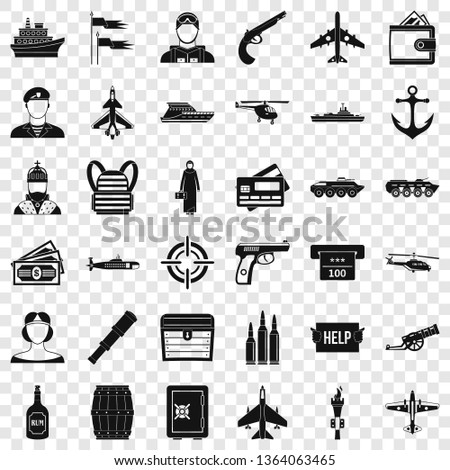Combat vehicle icons set. Simple style of 36 combat vehicle vector icons for web for any design