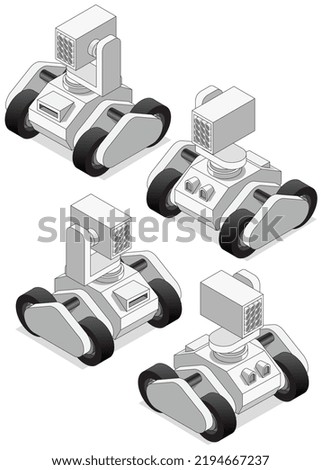 Combat vehicle. Launcher. Isometric. Isolated on white background. Vector illustration.