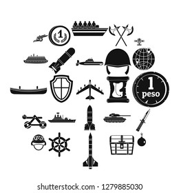 Combative icons set. Simple set of 25 combative vector icons for web isolated on white background