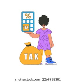 A combed man with a percentage. The topic of paying taxes.