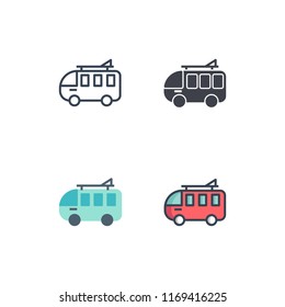 combi car icons vector. icons with four different styles