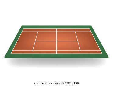 Combinated - brown and green -3d tennis court. Vector EPS10 illustration. 