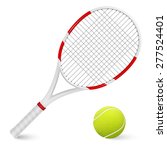 Combinated tennis racket and ball isolated on white background. Vector EPS10 illustration. 