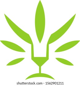 Combination of abstract marijuana leaf with the face of canine family