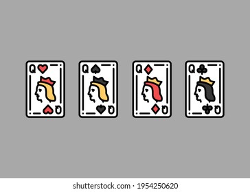 Combination ace playing cards сolor line icon set. Gambling. Pictograms for web page, mobile app, promo. UI UX GUI design element. Editable stroke.
