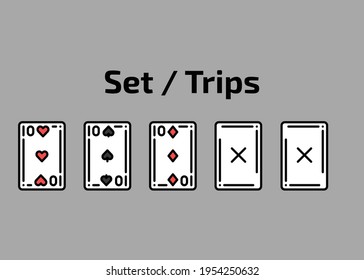 Combination ace playing cards сolor line icon set. Gambling. Pictograms for web page, mobile app, promo. UI UX GUI design element. Editable stroke.
