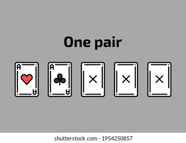 Combination ace playing cards сolor line icon set. Gambling. Pictograms for web page, mobile app, promo. UI UX GUI design element. Editable stroke.
