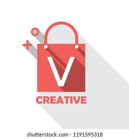 a combination of bag and letter V becomes a very good logo, a logo for your online shopping company. logos that are perfect for all your online sales needs.