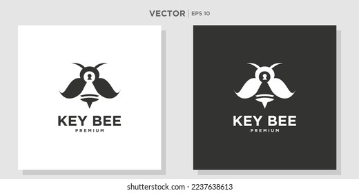 combination bee logo with lock symbol. vector illustration